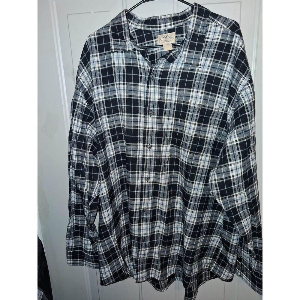 Blue Mountain Flannel Shirt Mens 3XL Black White Plaid Button Up Cotton Workwear